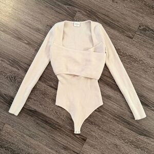 Abercrombie & Fitch Knit Ribbed Faux Wrap Bodysuit